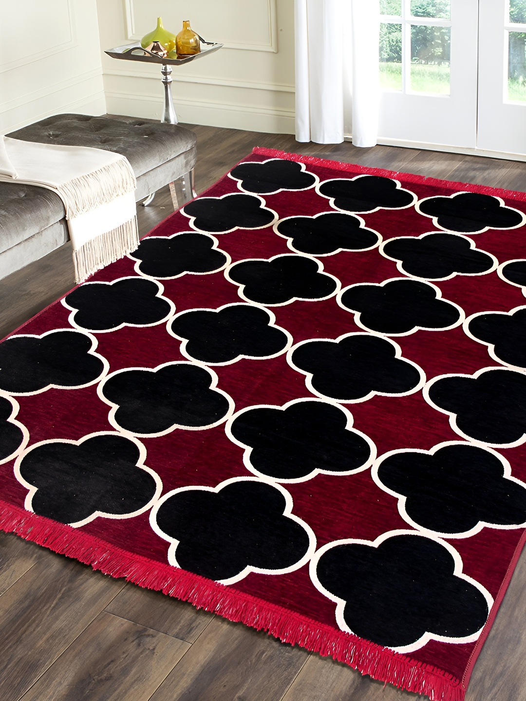 

ZESTURE Maroon Geometric Printed Carpet
