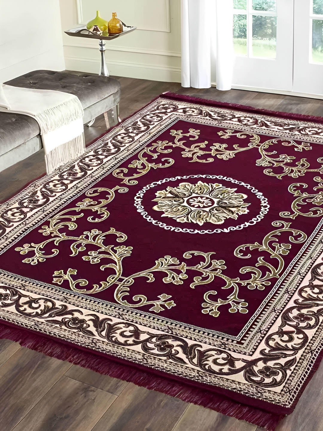 

ZESTURE Red & Beige Ethnic Motifs Printed Carpet
