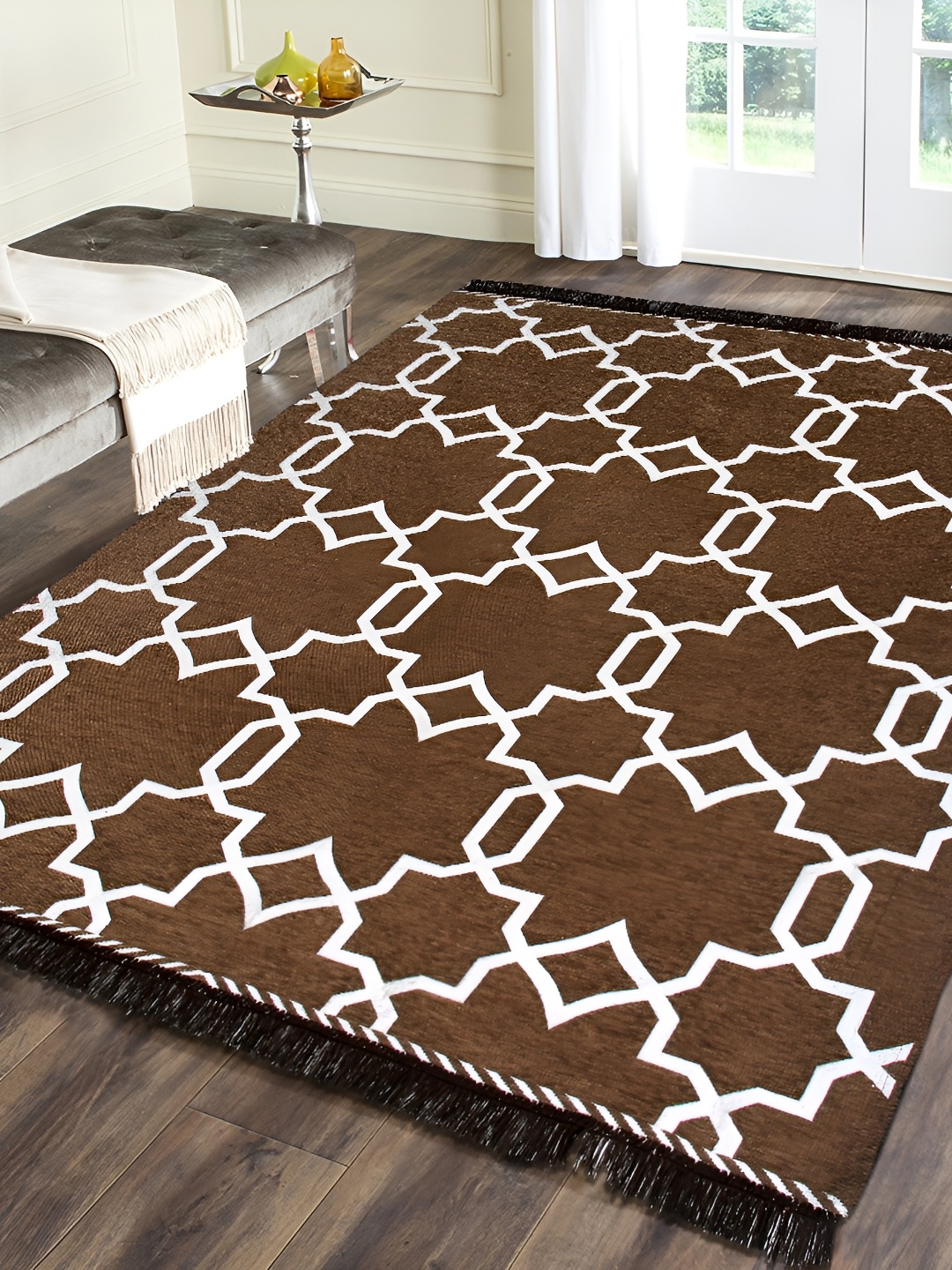 ZESTURE Brown Geometric Printed Carpet