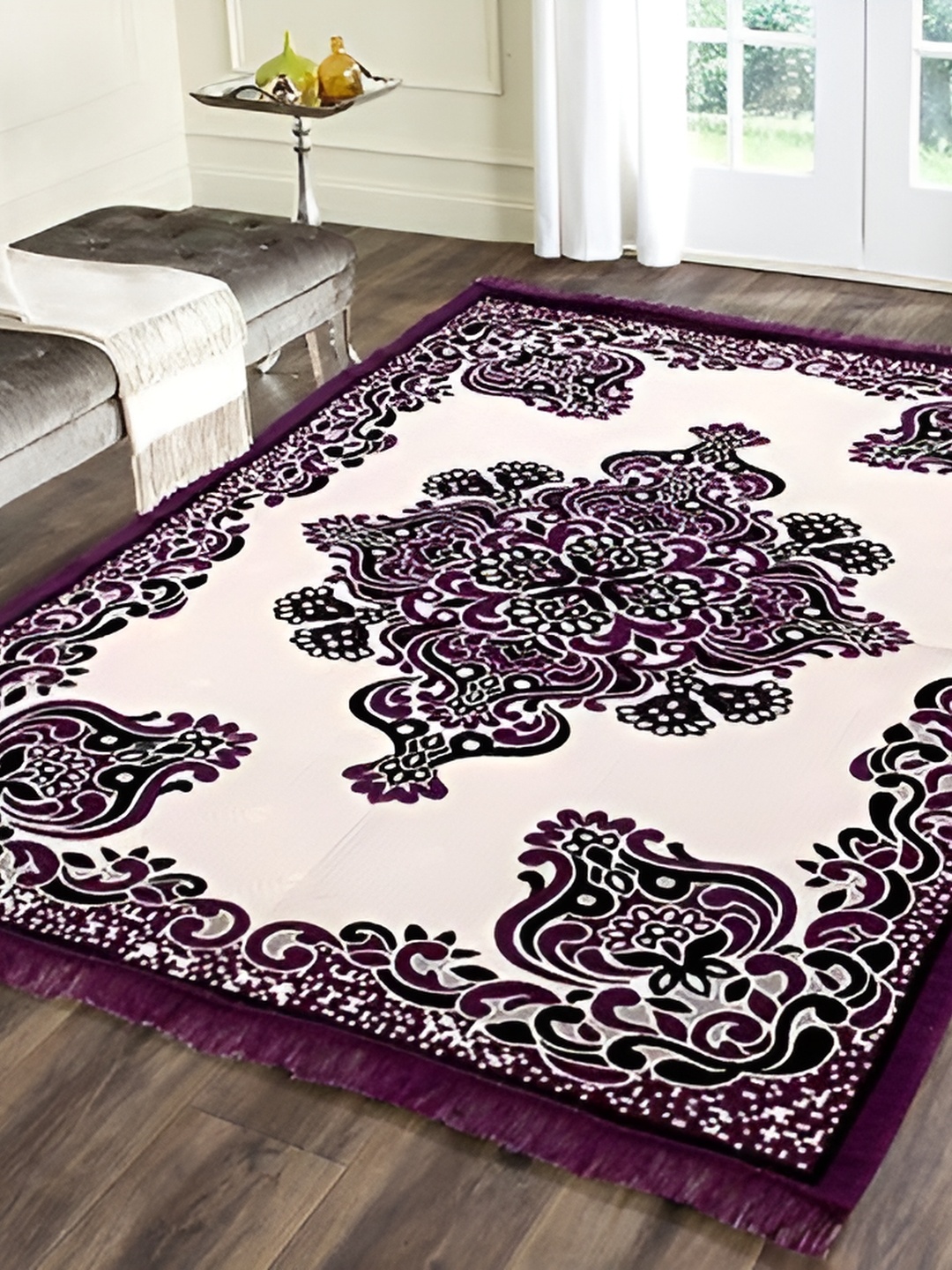 

ZESTURE Black & White Ethnic Motifs Rectangle Shaped Carpet