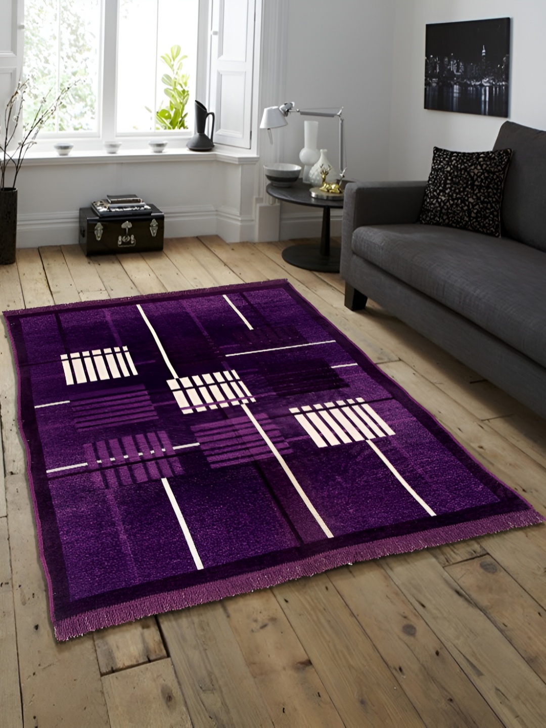 

ZESTURE Purple Abstract Printed Carpet