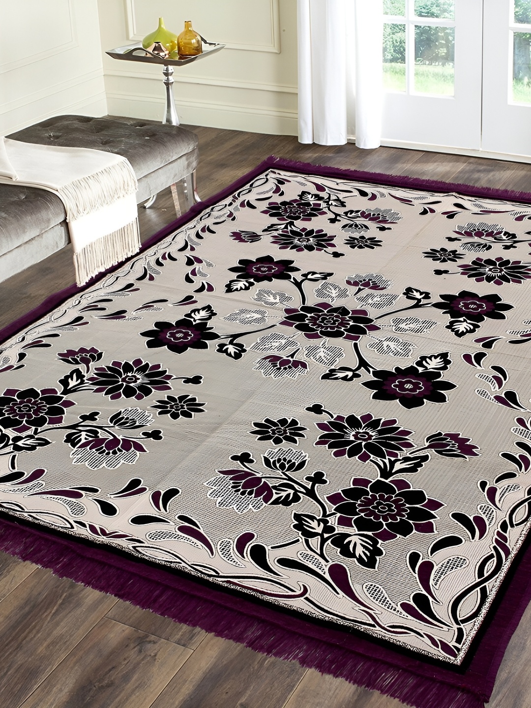 

ZESTURE Lavender Floral Printed Carpet