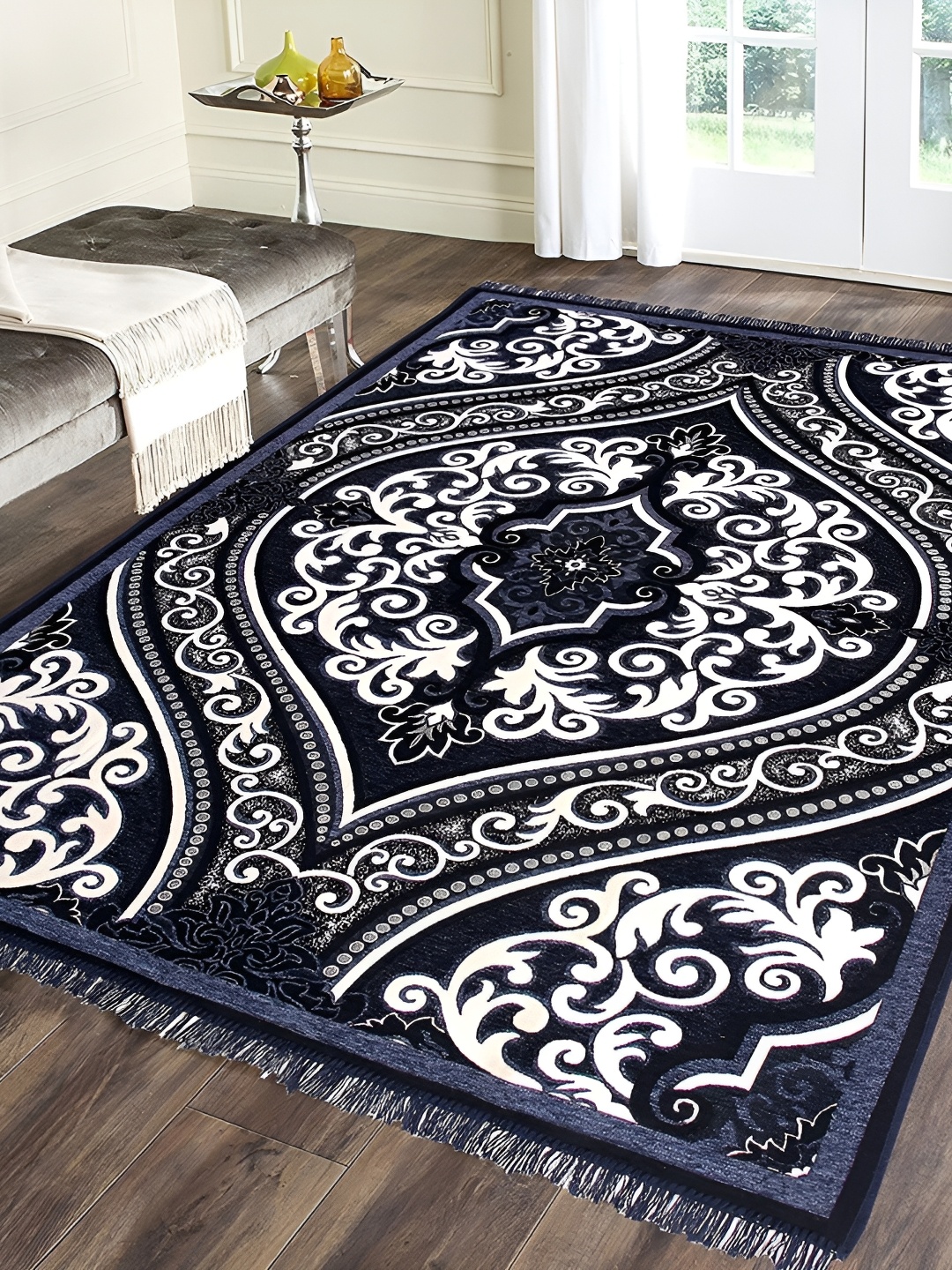 

ZESTURE Black Abstract Polyester Carpet