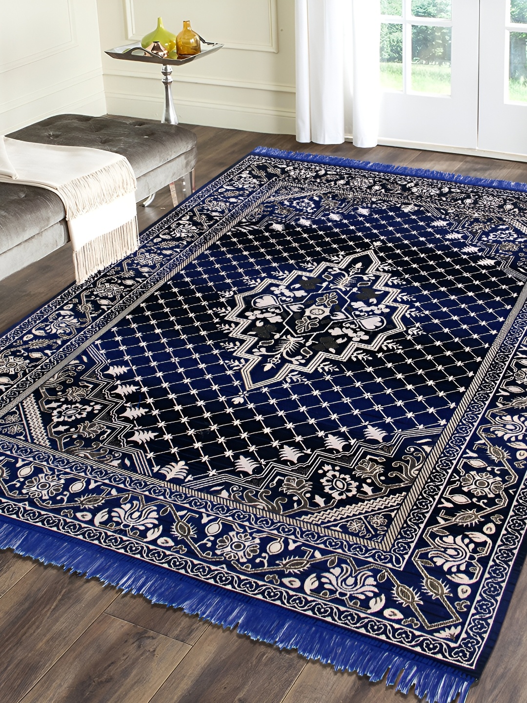 

ZESTURE Blue & Black Ethnic Motifs Printed Carpet
