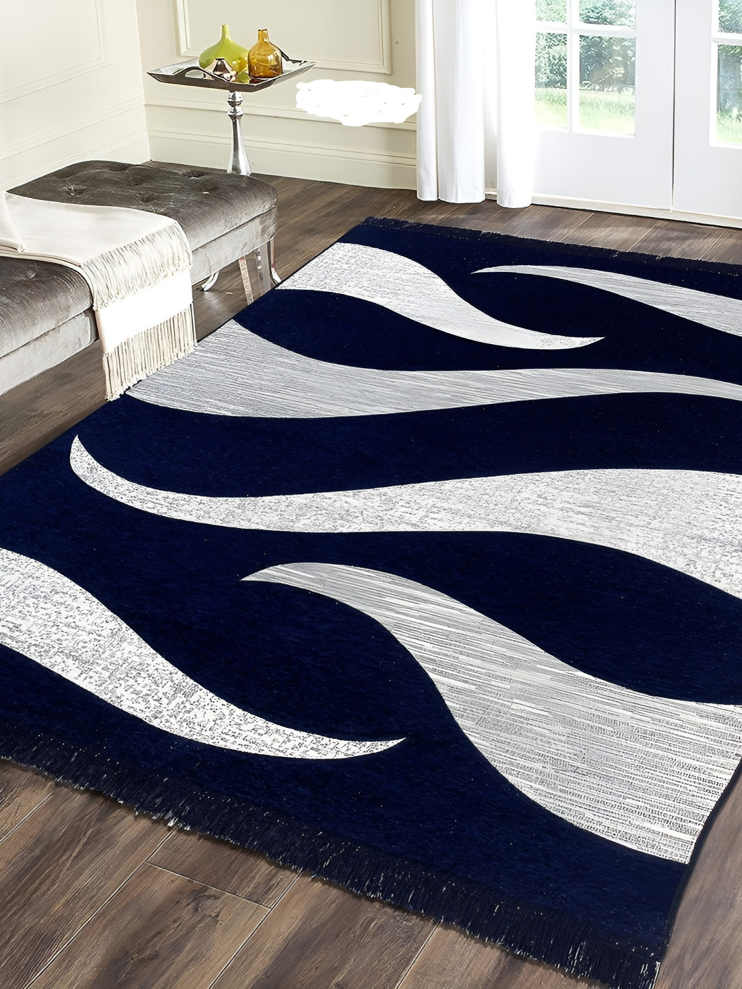 

ZESTURE Navy Blue Abstract Regular Carpet