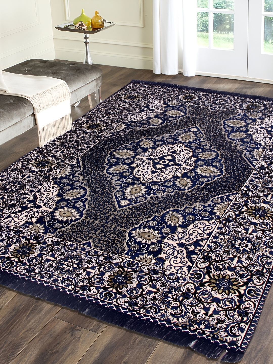 

ZESTURE Blue Ethnic Motifs Printed Carpet