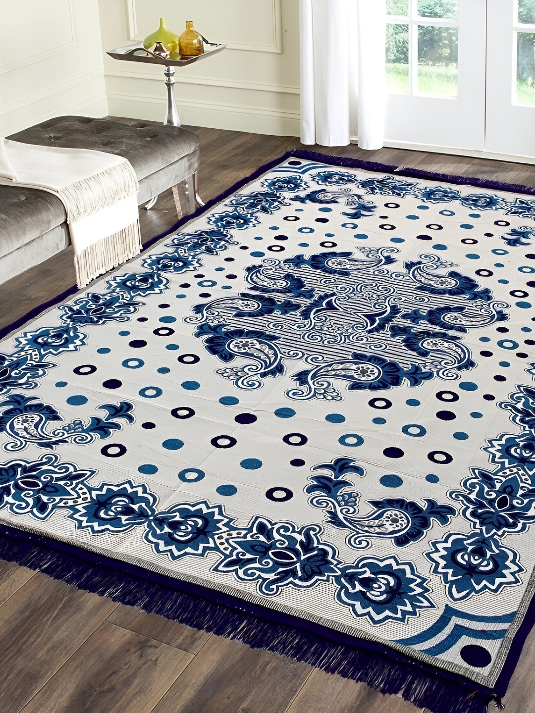 

ZESTURE Blue Ethnic Motifs Printed Carpet