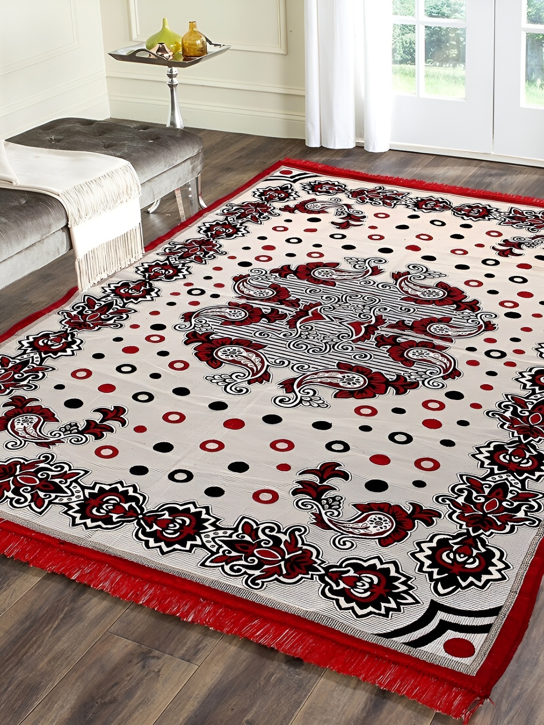 

ZESTURE Maroon Ethnic Motifs Regular Carpet