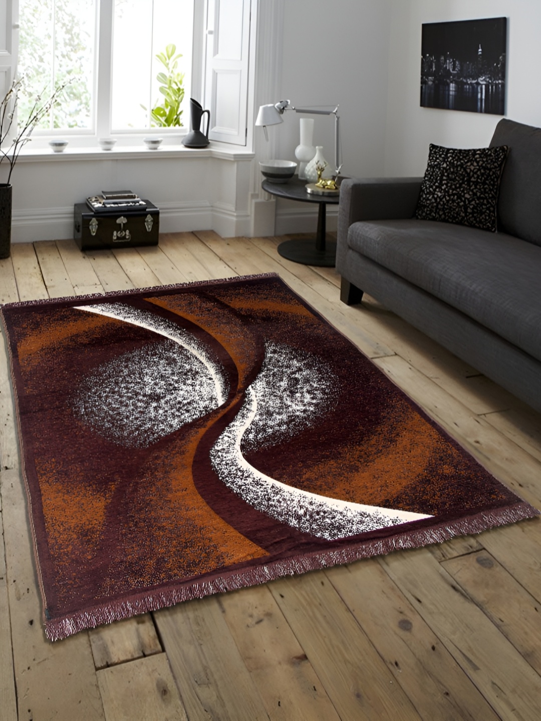 

ZESTURE Brown Abstract Printed Carpet