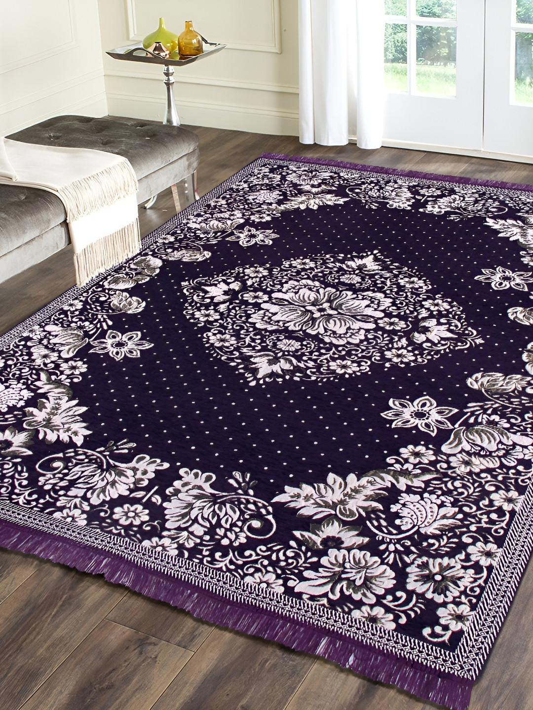 

ZESTURE Purple & White Ethnic Motifs Printed Carpet