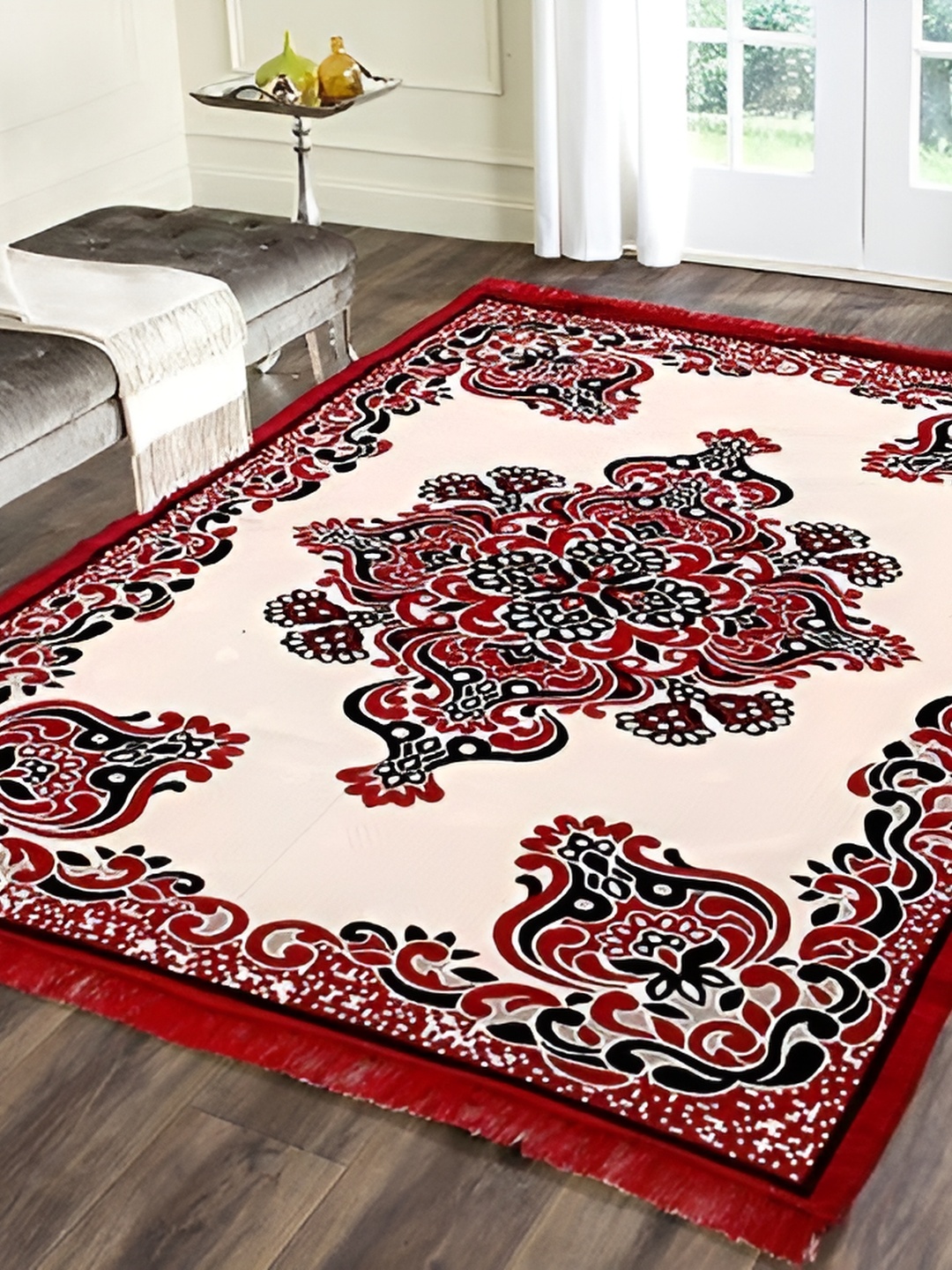 

ZESTURE Maroon Abstract Printed Carpet