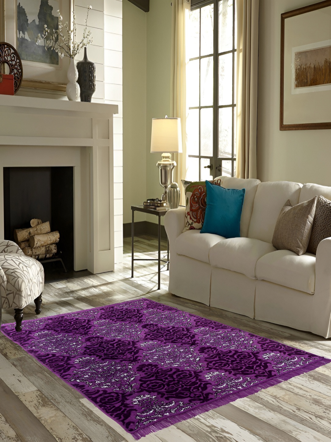

ZESTURE Purple & Black Abstract Rectangle Shaped Carpet