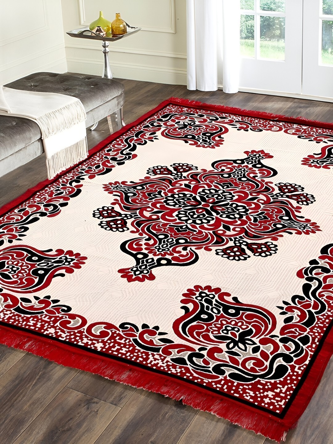 

ZESTURE Maroon Abstract Printed Carpet