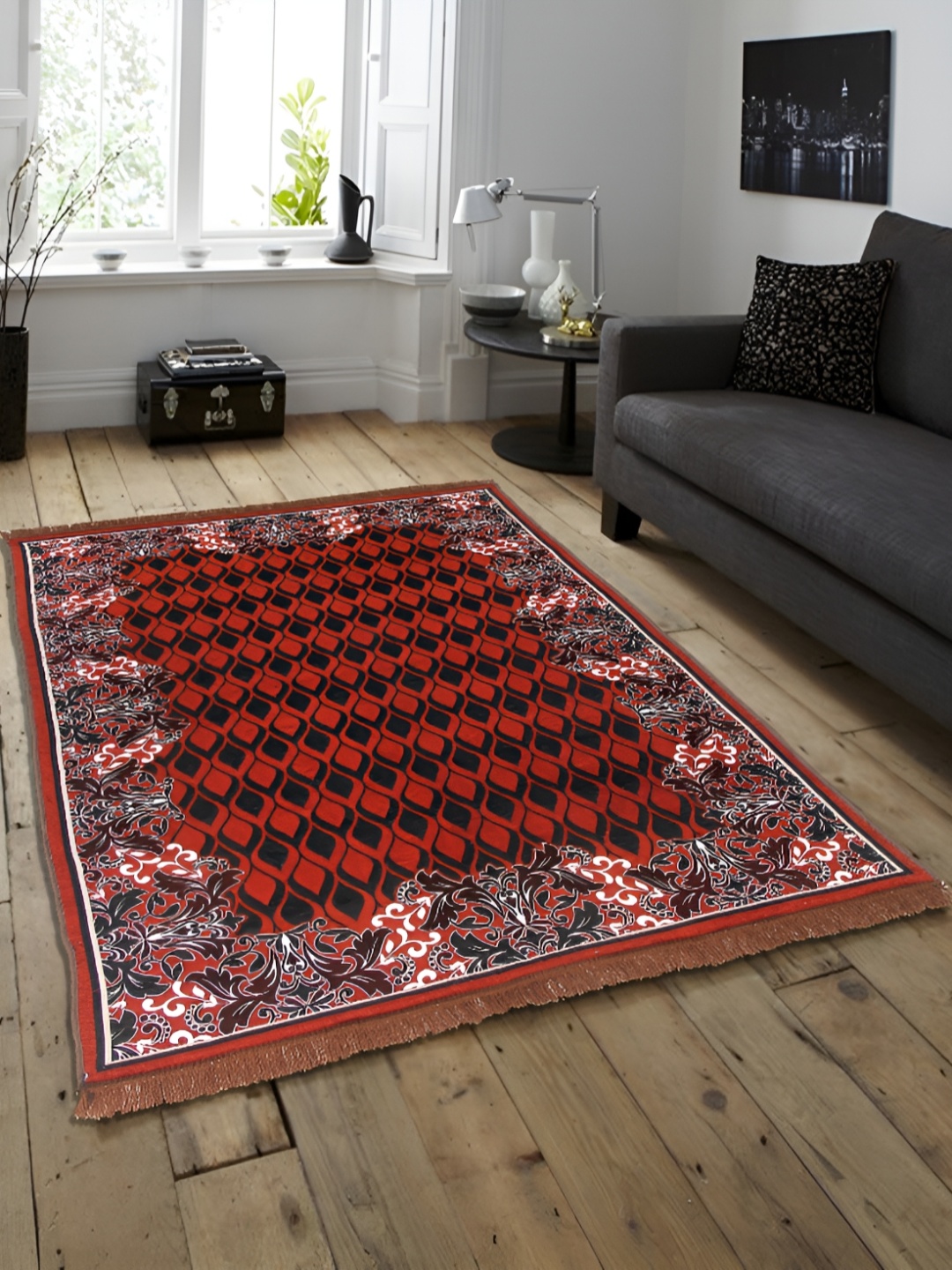 

ZESTURE Red Abstract Printed Carpet
