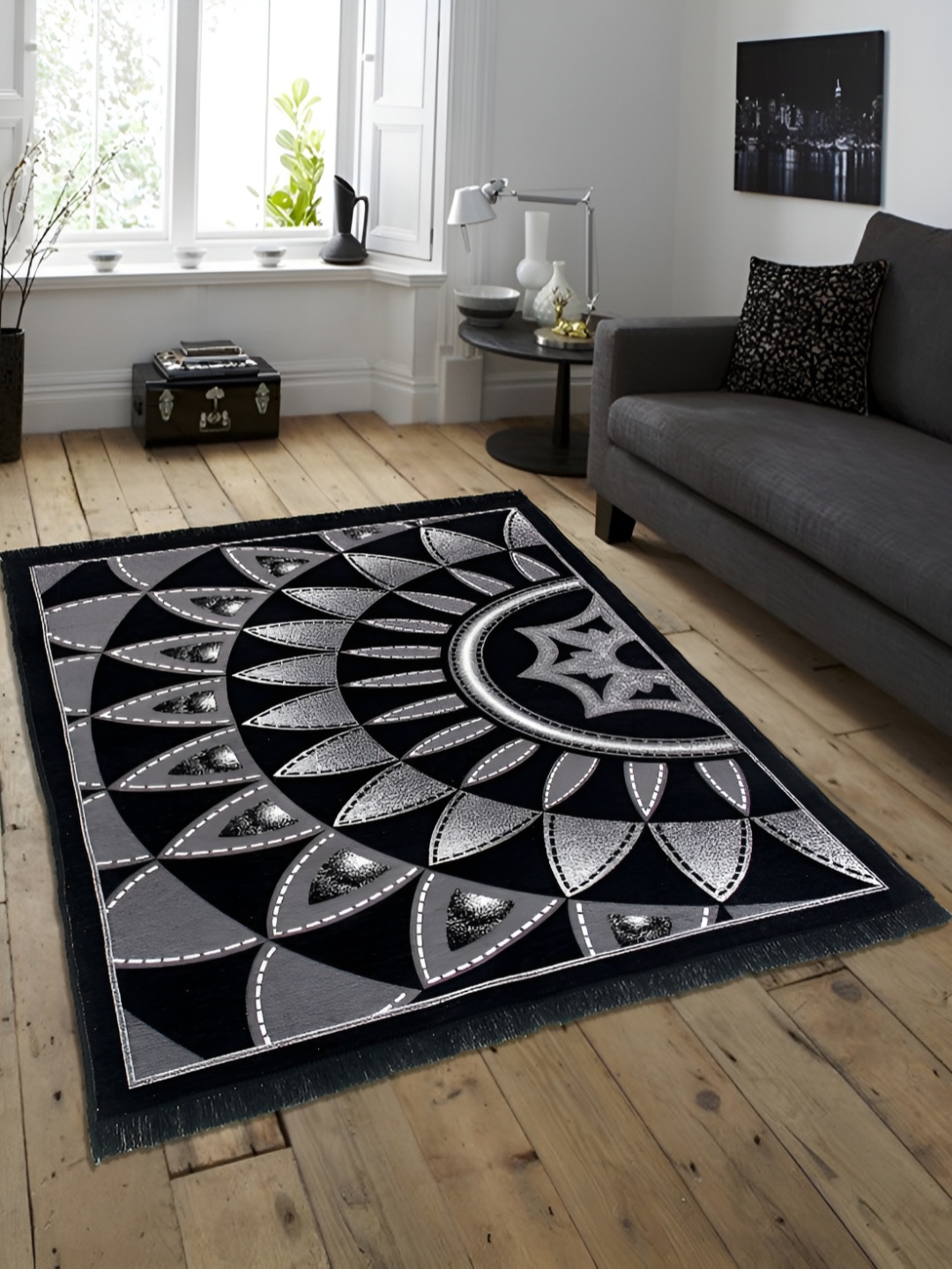 

ZESTURE Black Ethnic Motifs Regular Carpet