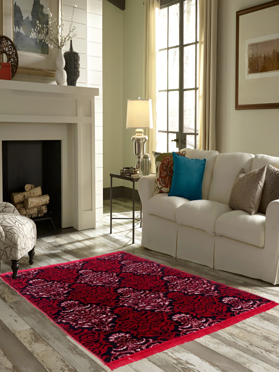 ZESTURE Red Abstract Printed Carpet