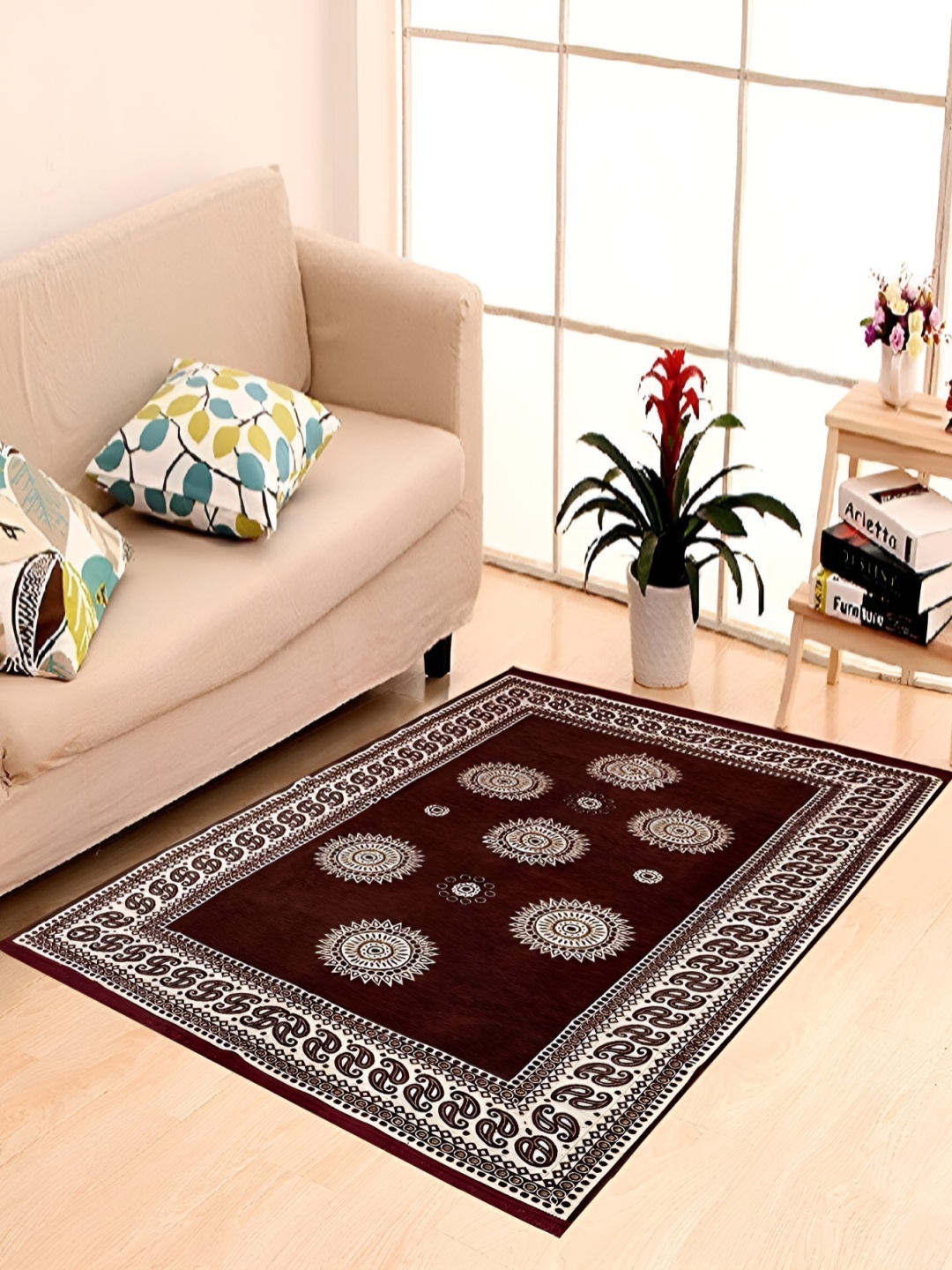 

ZESTURE Maroon Abstract Printed Carpet