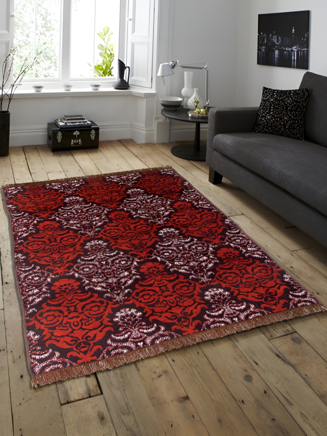 

ZESTURE Red Abstract Printed Carpet