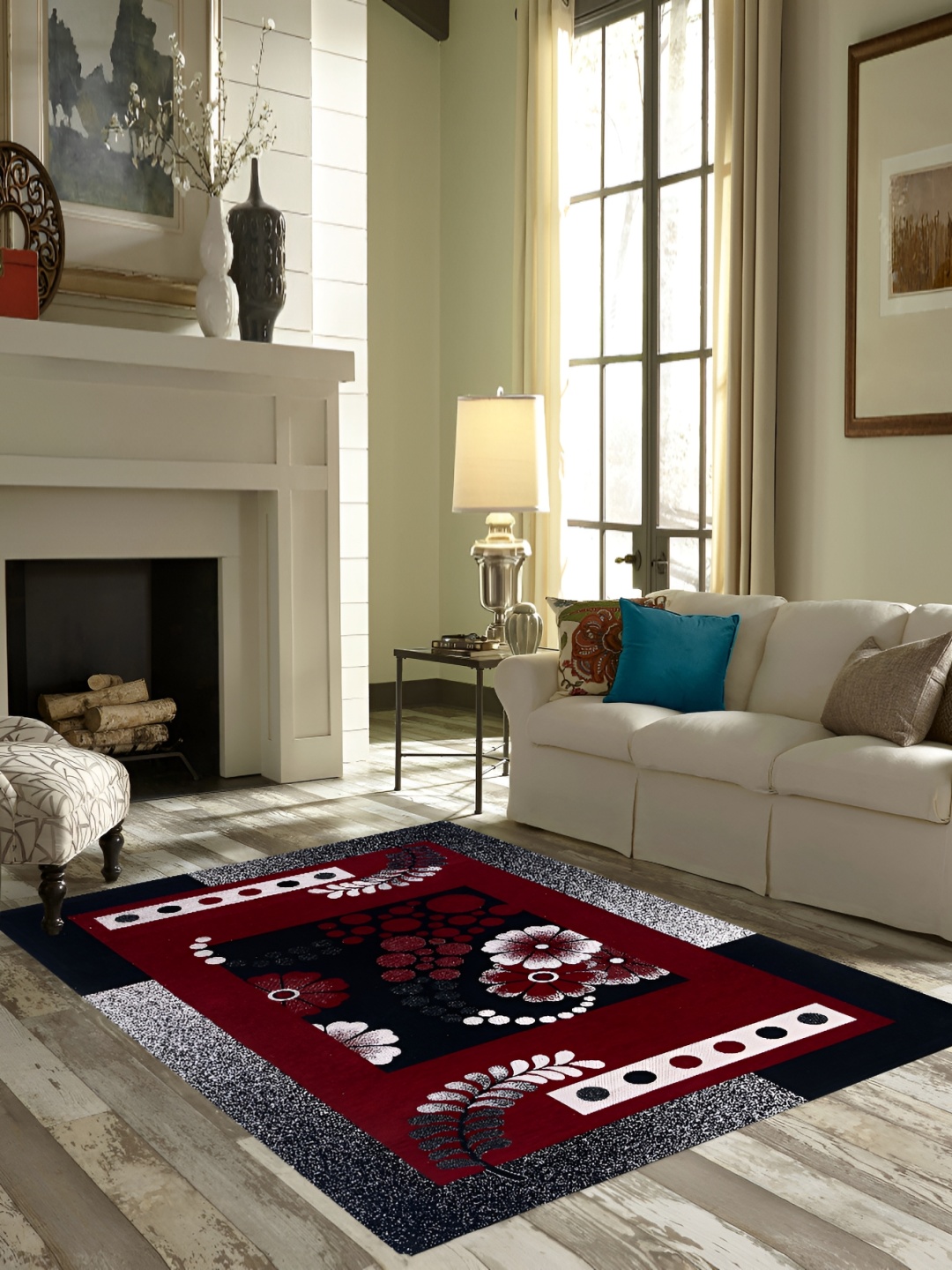 

ZESTURE Maroon & Black Abstract Printed Carpet