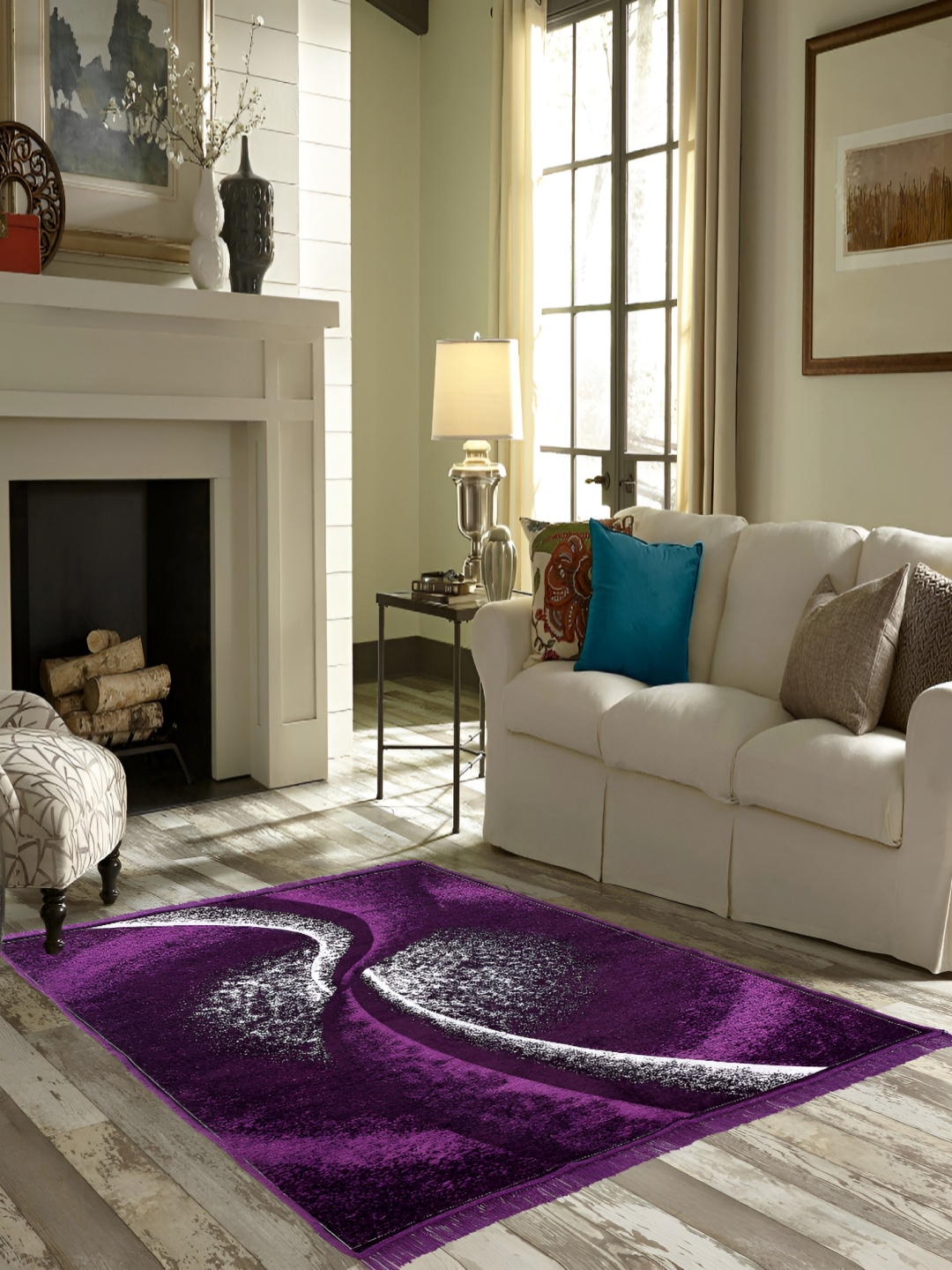 

ZESTURE Purple & White Abstract Printed Carpet
