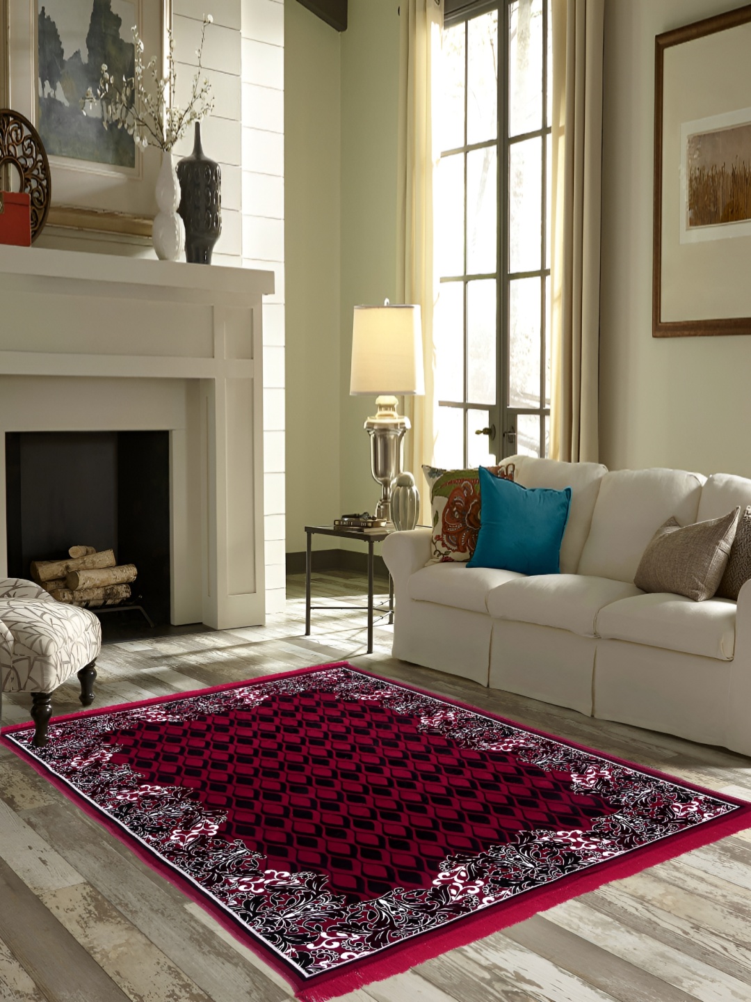 

ZESTURE Maroon Abstract Printed Carpet
