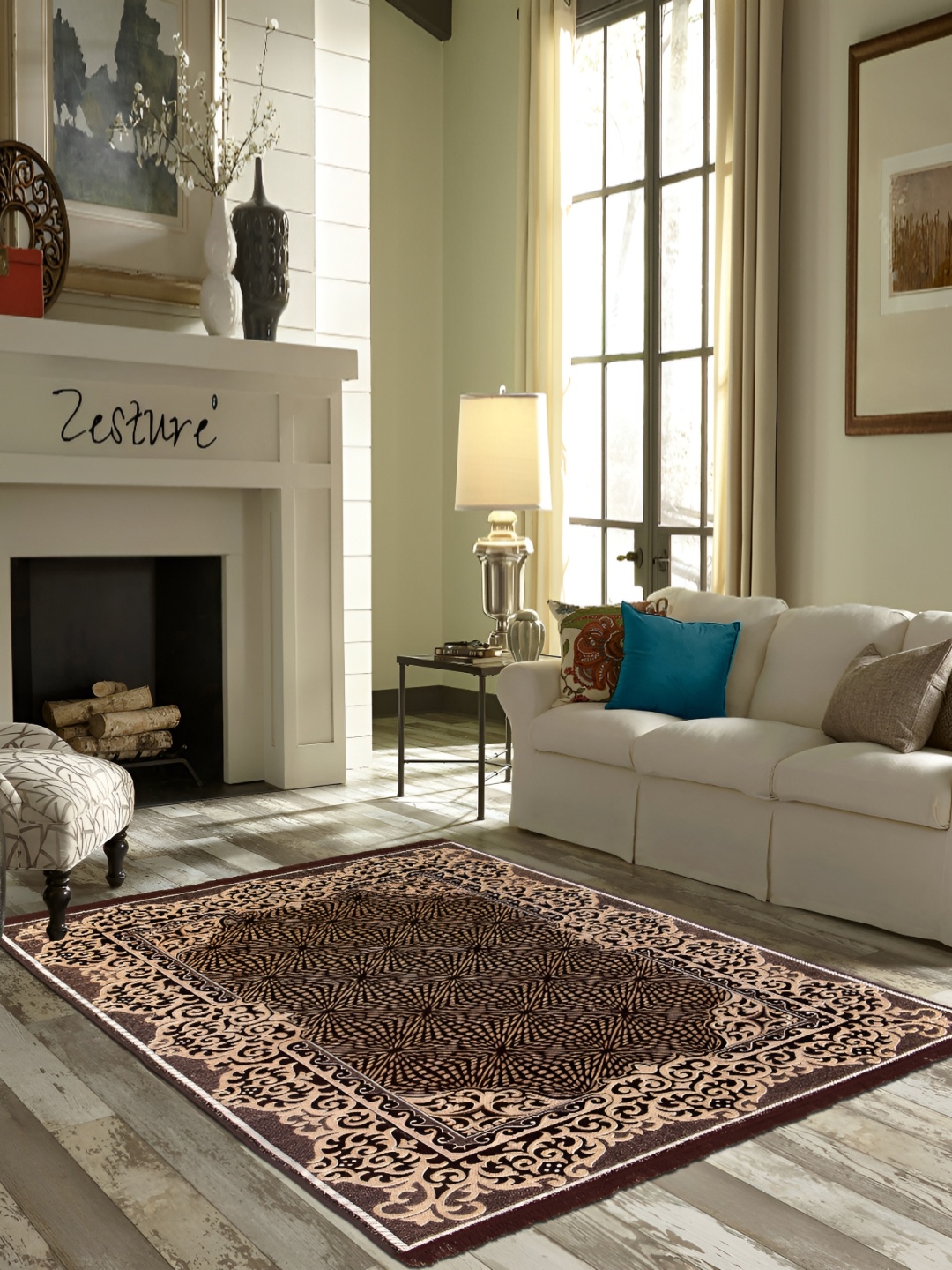 

ZESTURE Beige Ethnic Motifs Printed Carpet