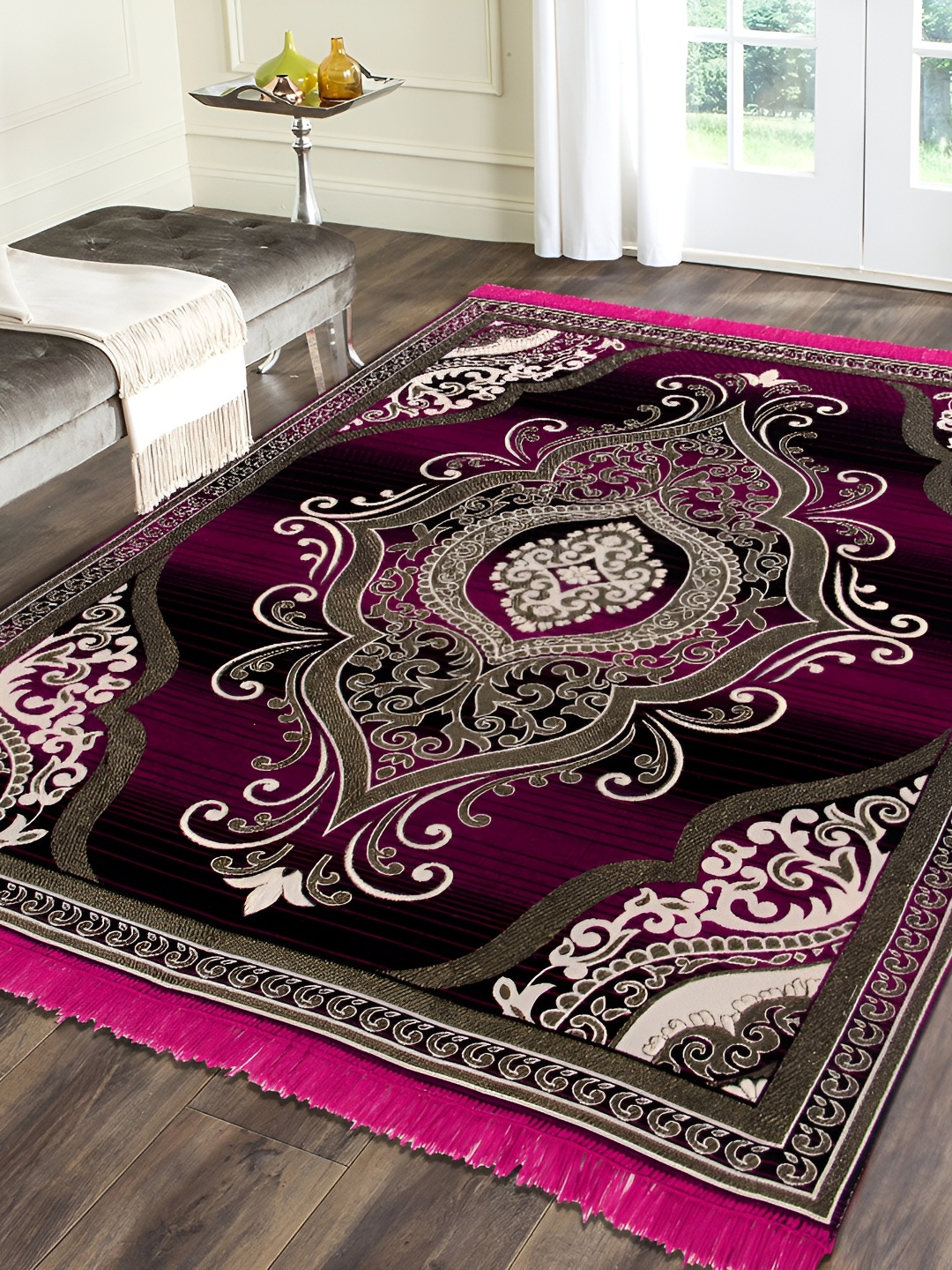 

ZESTURE Purple & White Ethnic Motifs Printed Carpet