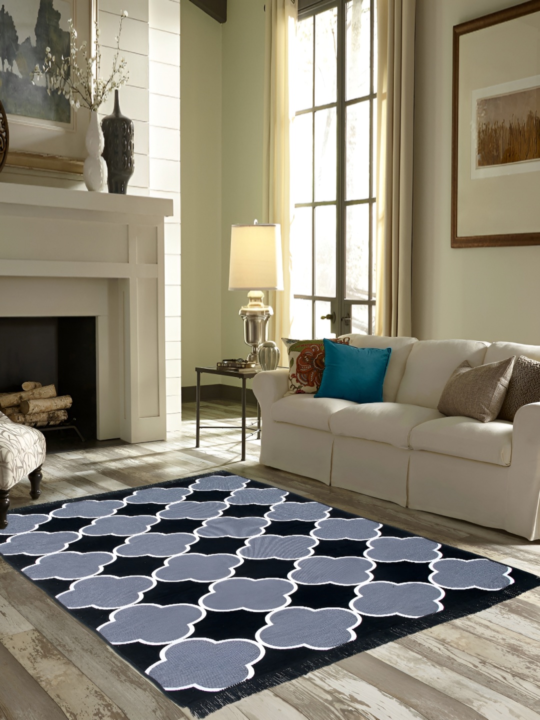 

ZESTURE Black & Grey Abstract Printed Carpet
