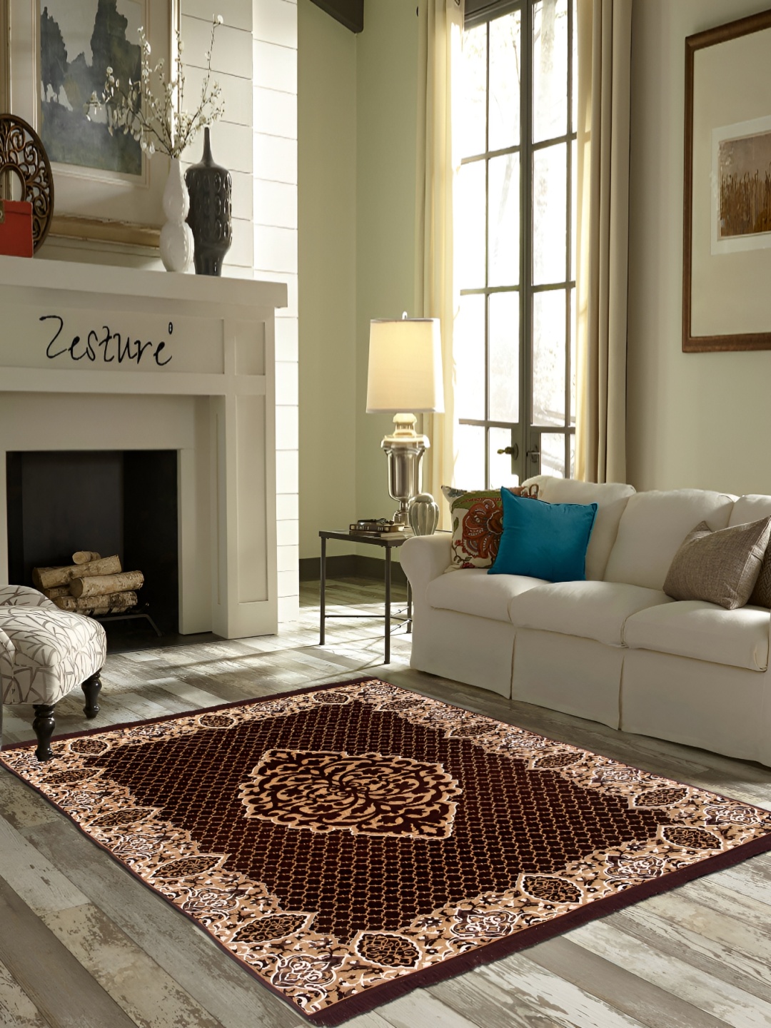 

ZESTURE Brown Abstract Printed Carpet