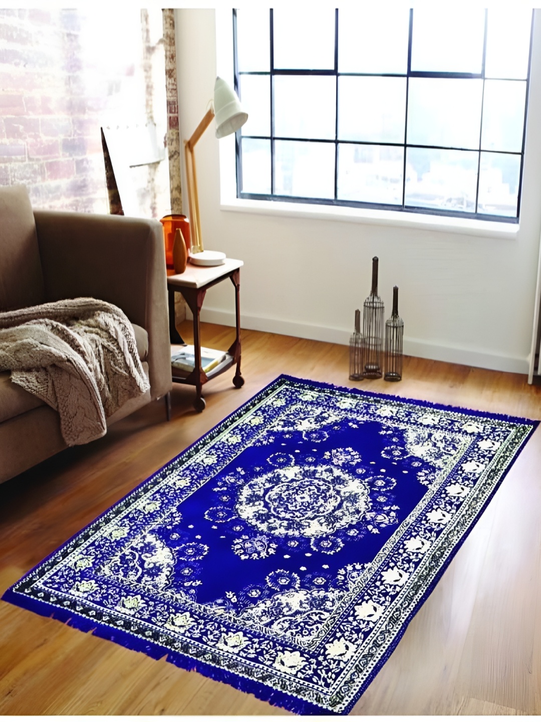 

ZESTURE Blue Ethnic Motifs Cotton Carpet
