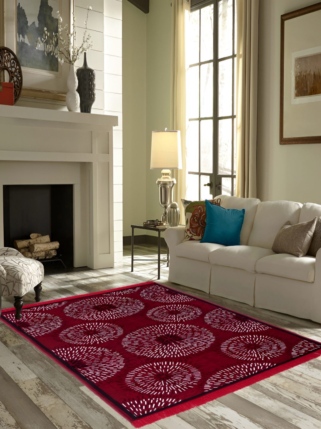 

ZESTURE Maroon Ethnic Motifs Regular Carpet