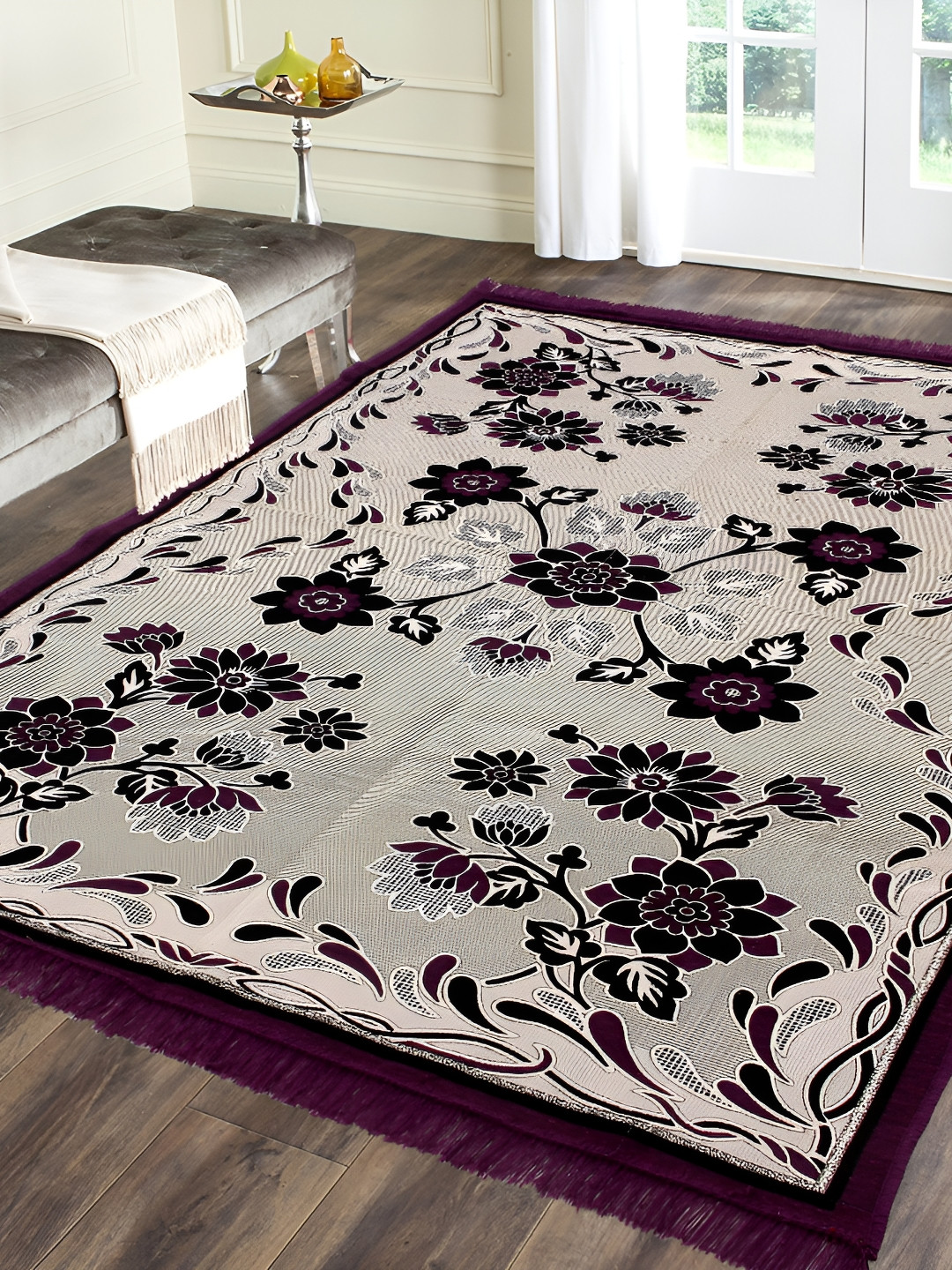 

ZESTURE White Ethnic Motifs Printed Carpet, Beige
