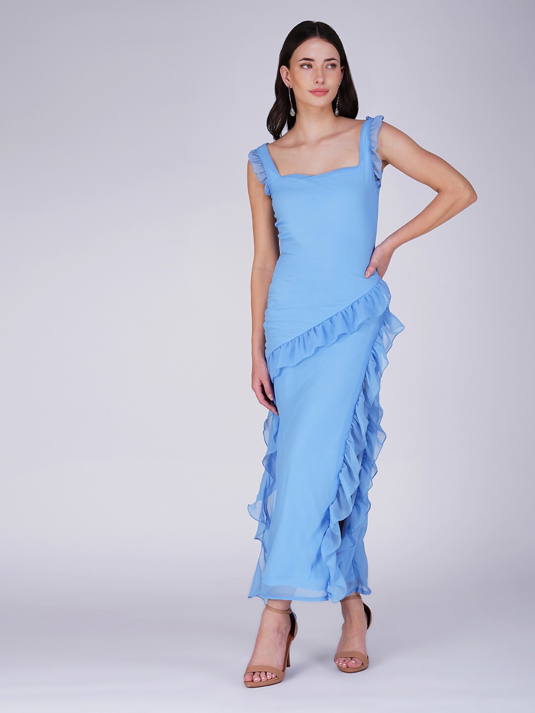 

Westo Shoulder Straps Georgette Maxi Dress, Blue