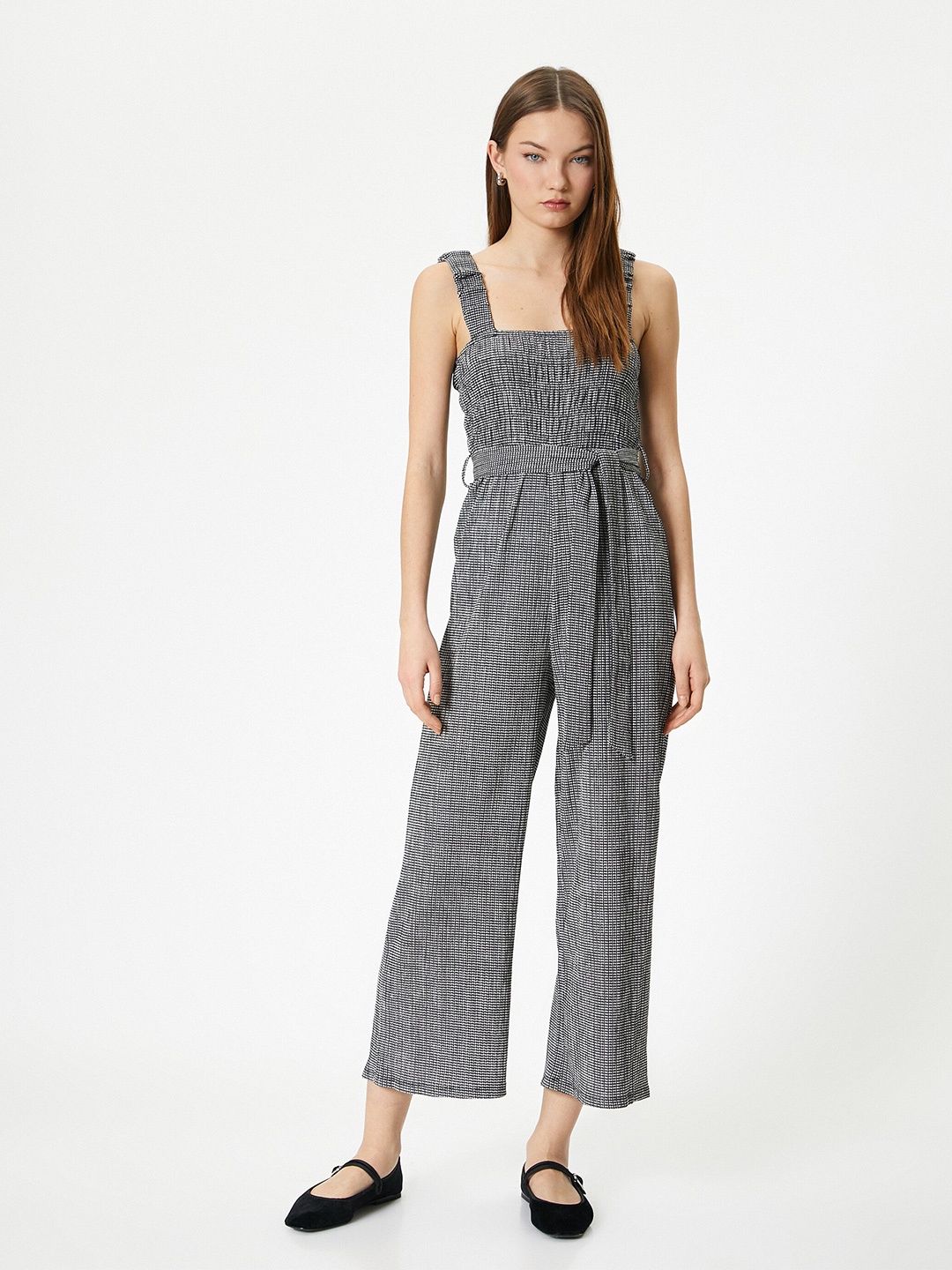 

Koton Checked Basic Jumpsuit, Black