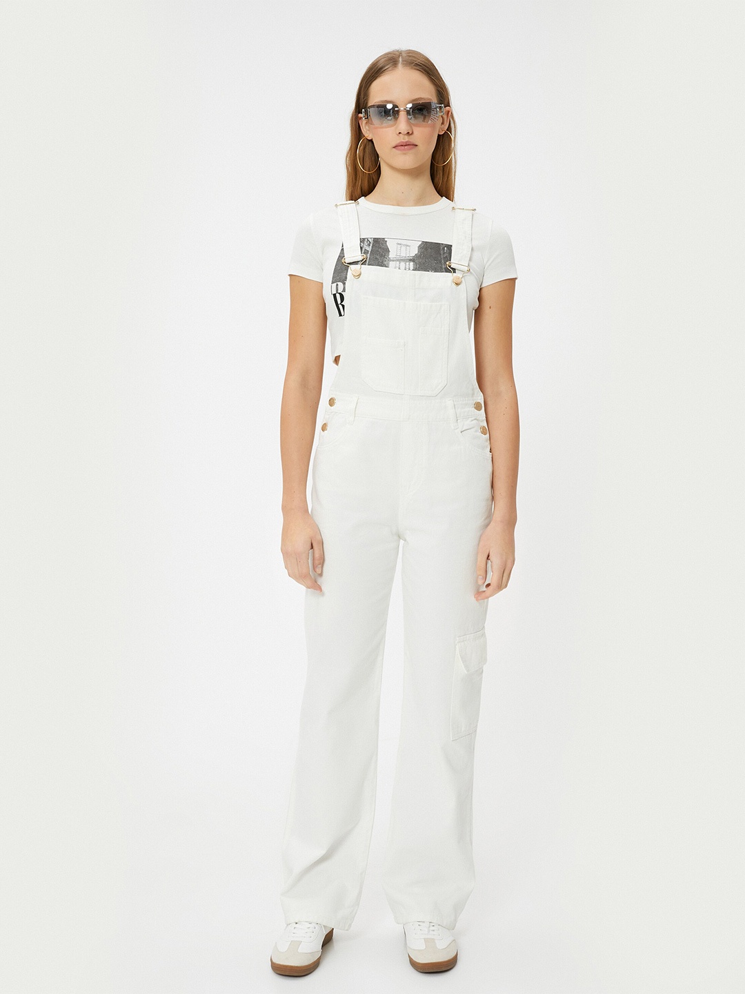 

Koton Printed Cotton Dungaree With T-Shirt, White