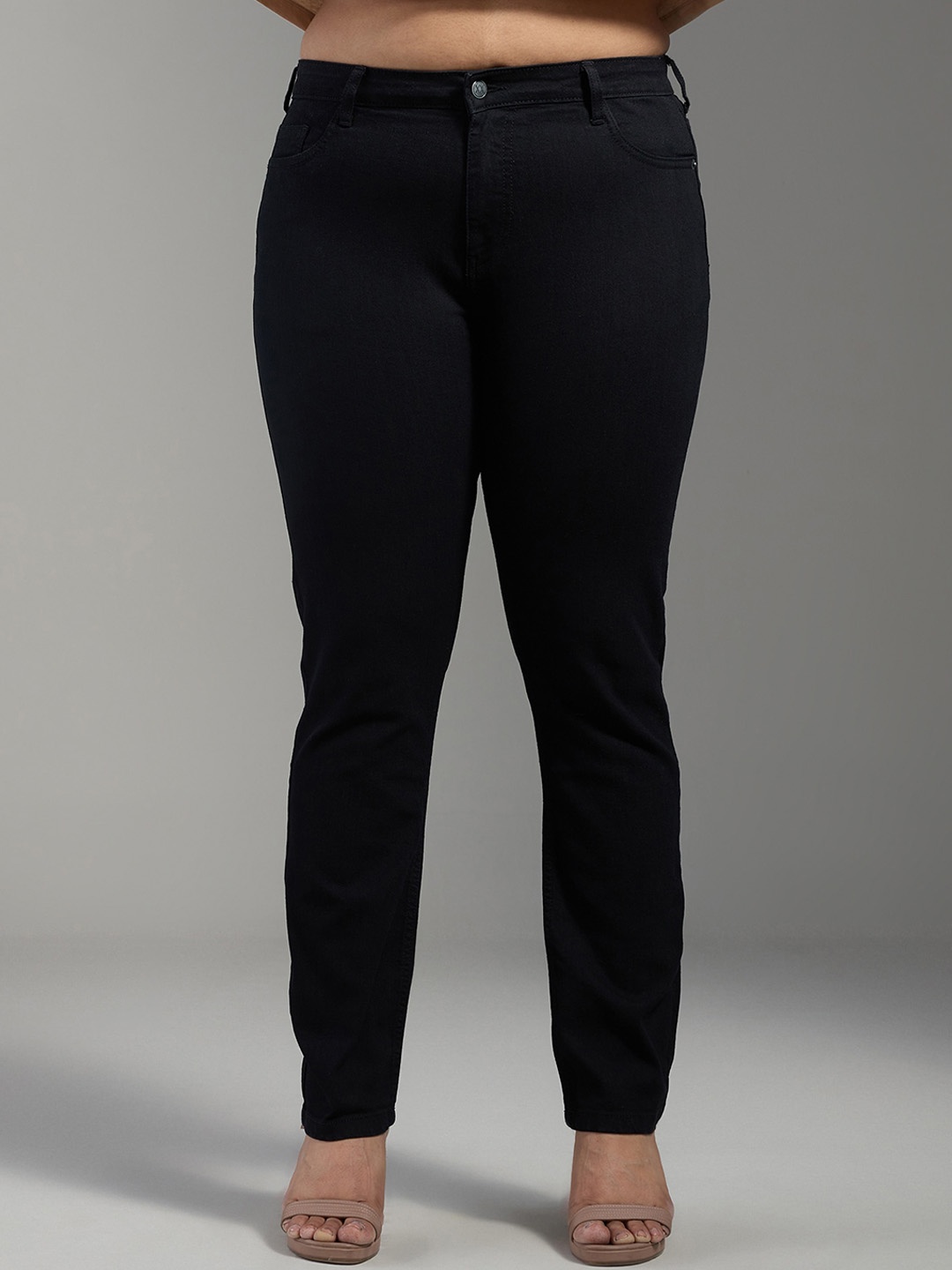 

20Dresses Plus Size Women Slim Fit High-Rise Stretchable Jeans, Black