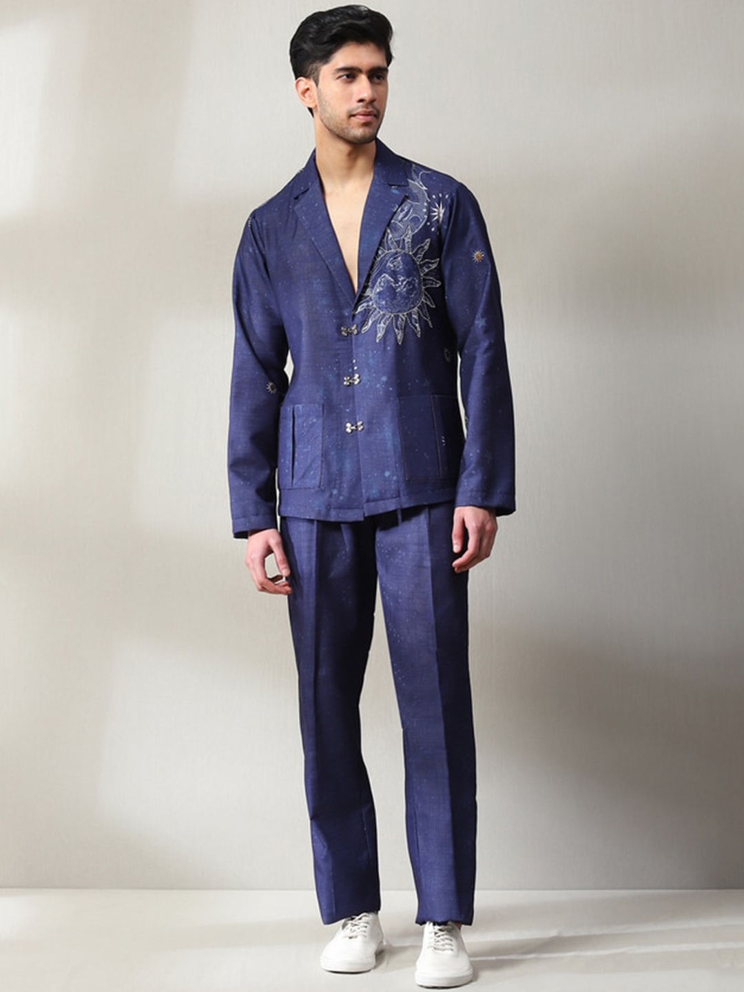 

Soniya g Printed Shirt & Trousers Co-Ords Set, Blue