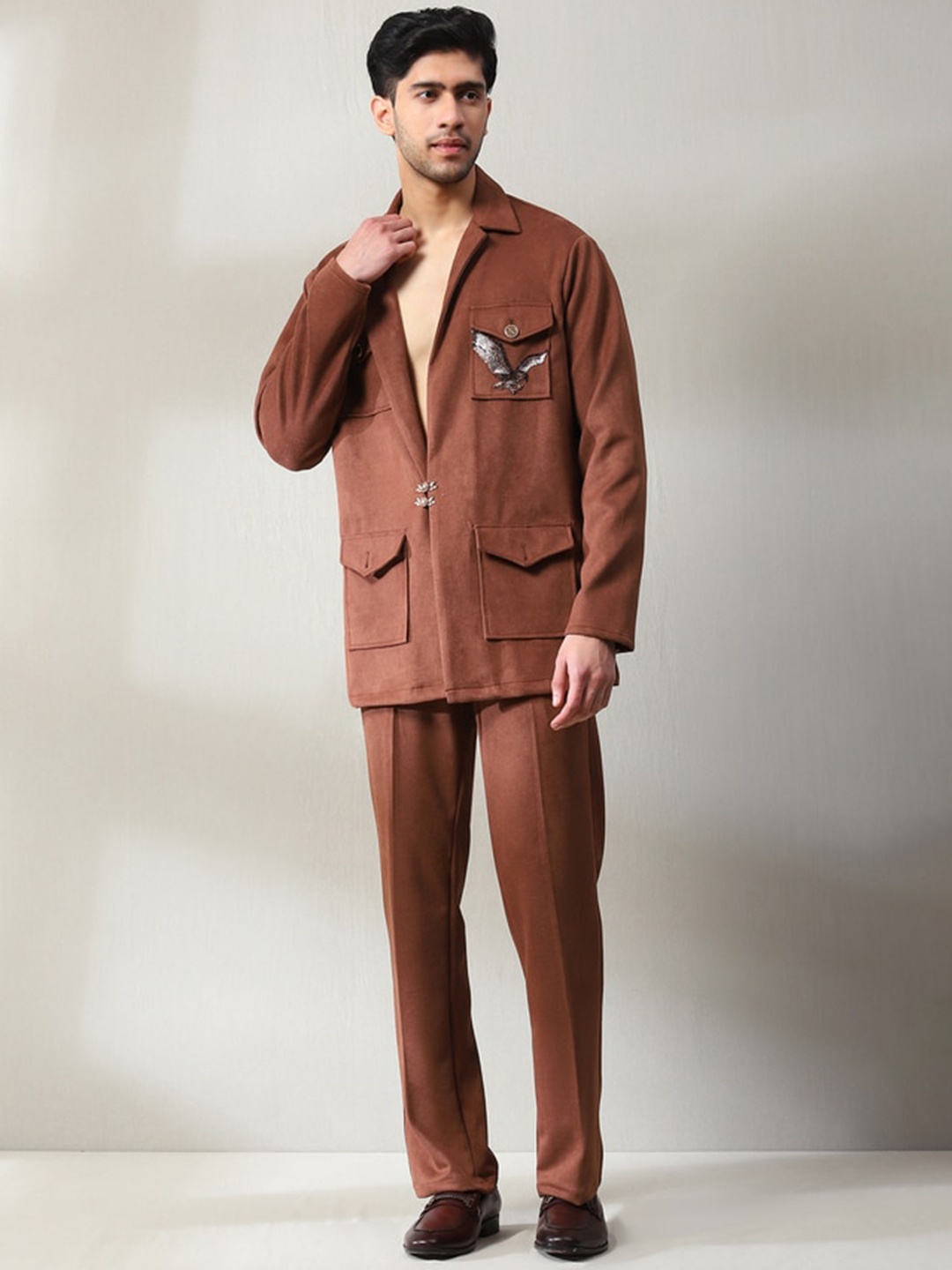 

Soniya g Velvet Shirt & Trousers Co-Ords Set, Rust