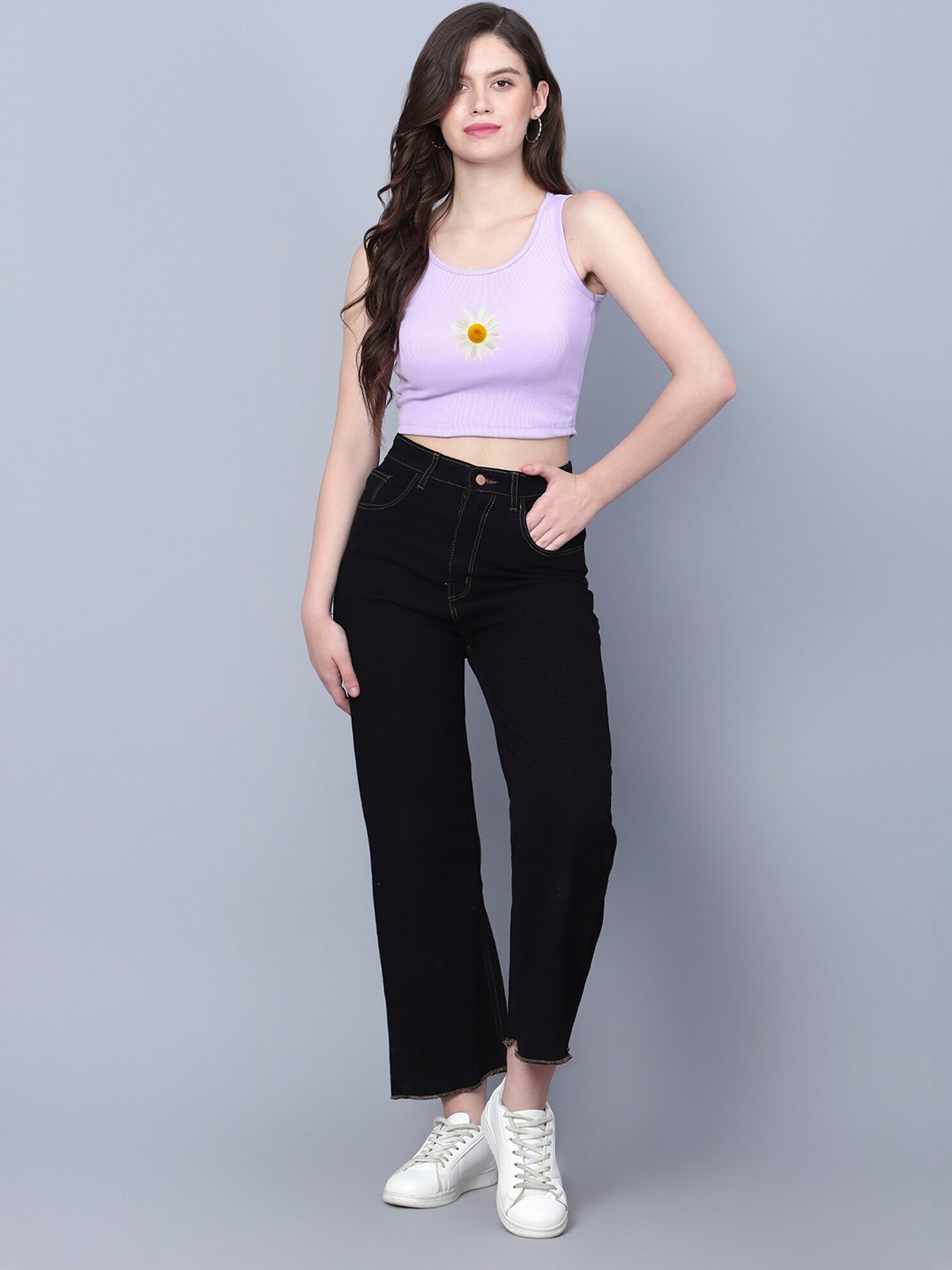 

Fashion And Youth Printed Sleeveless Tank Crop Top, Lavender