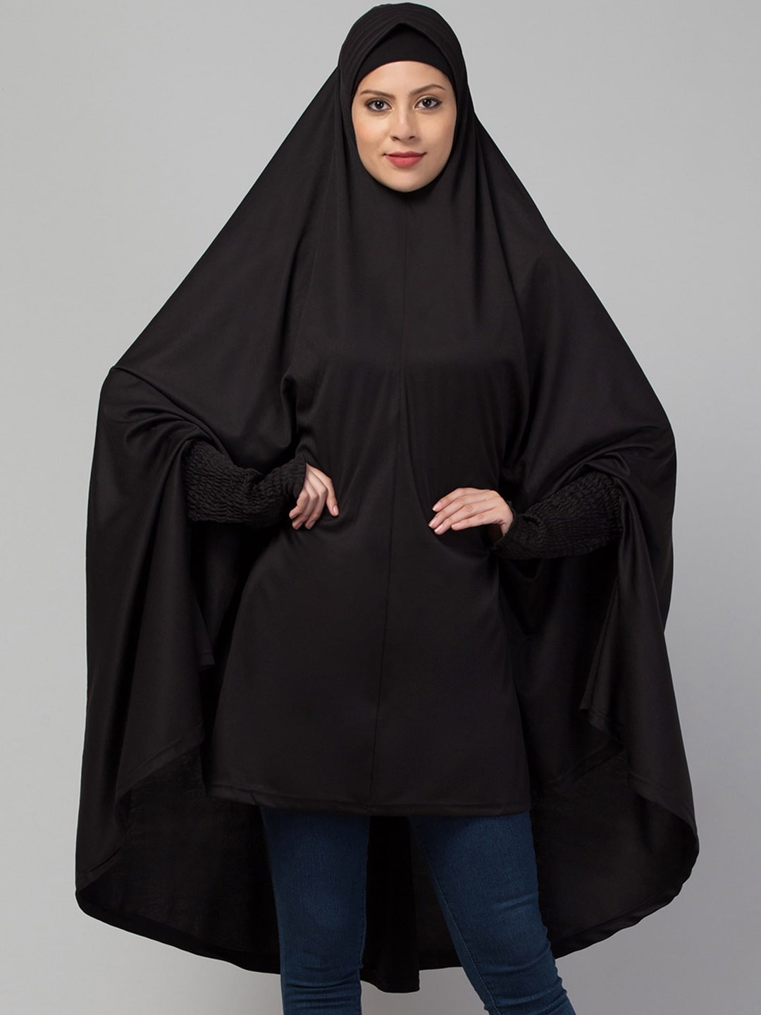 

ELLIS Round Neck Long Sleeves Abaya Burqas, Black