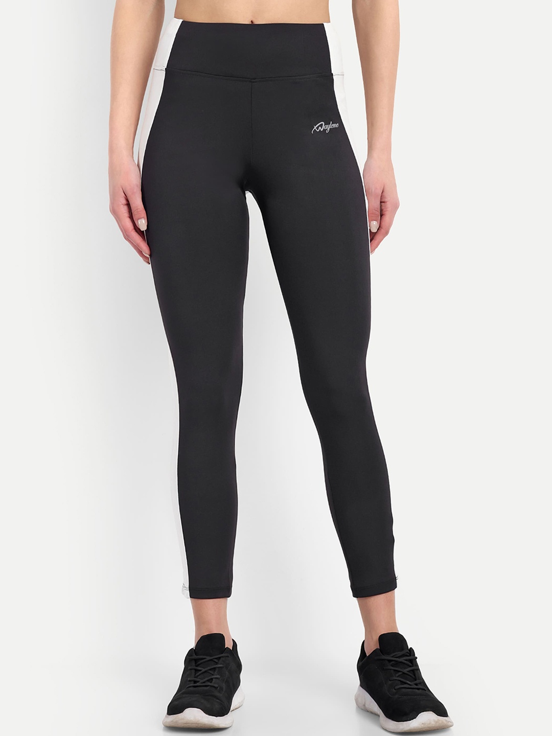 

WAYLENE Dry-Fit Colourblocked Ankle-Length Sports Tights, Black