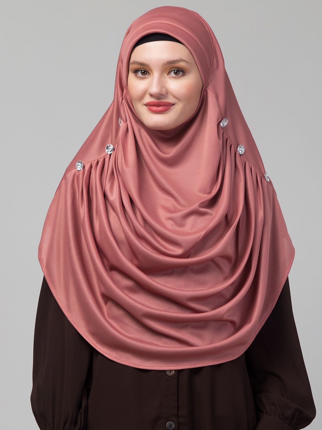 

ELLIS Round Neck Hijab Burqas, Peach