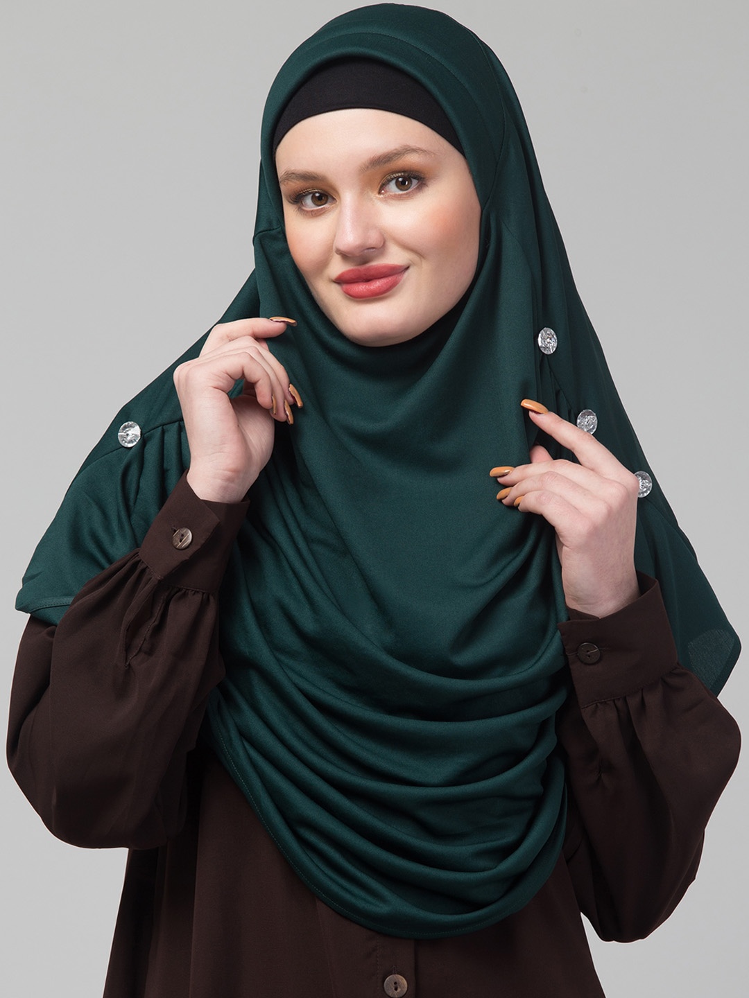 ELLIS Round Neck Hijab Burqa, Green
