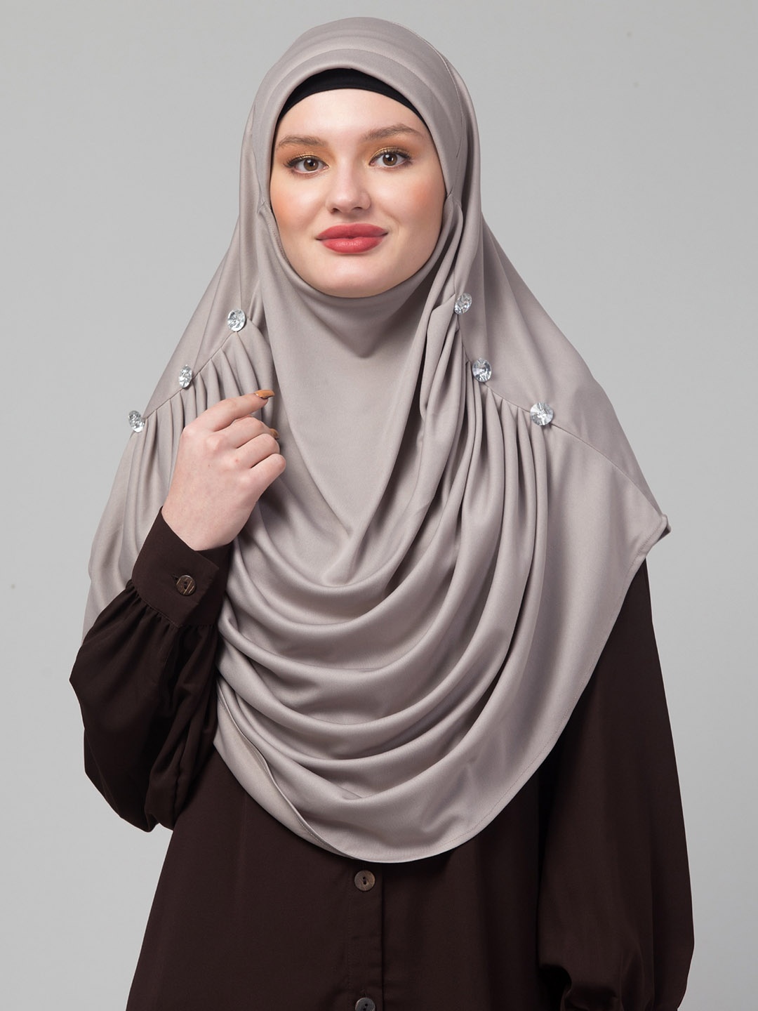 

ELLIS Round Neck Hijab Burqa, Grey
