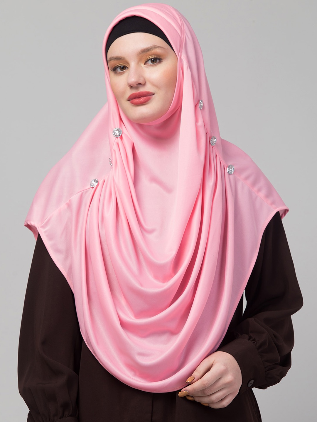 

ELLIS Round Neck Hijab Burqas, Pink