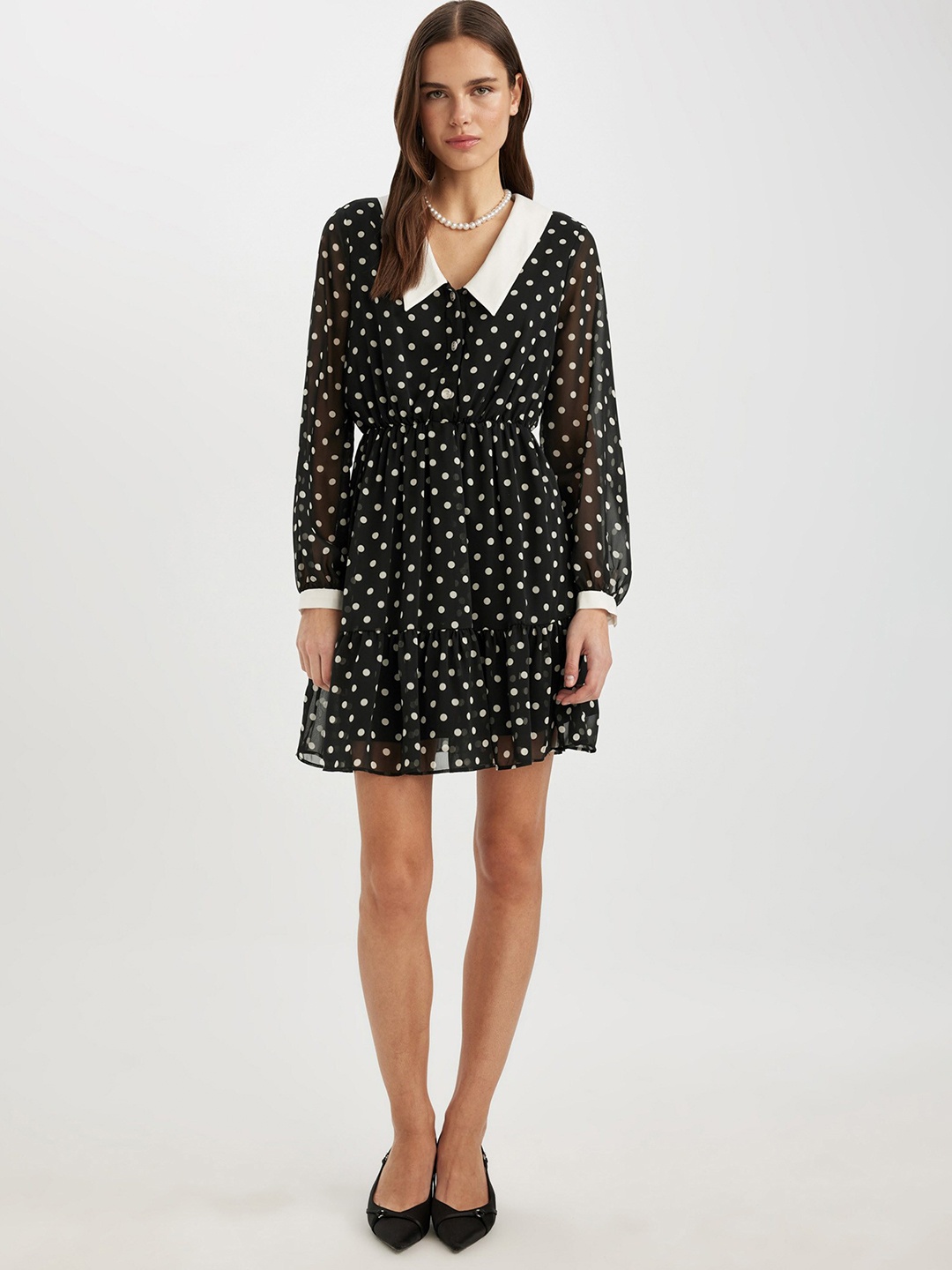 

DeFacto Polka Dot Printed Fit & Flare Dress, Na
