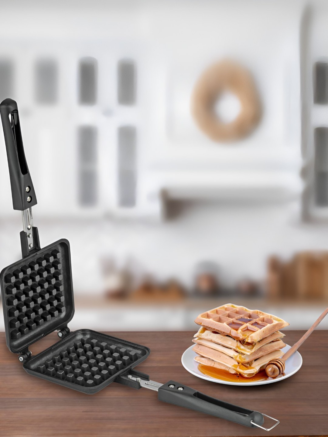 

ANJALI Black Aluminium Non-Stick Waffle Maker
