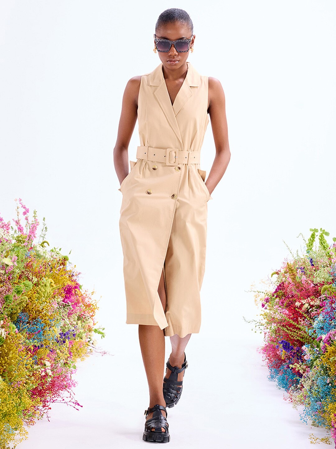 

COVER STORY Sleeveless Wrap Maxi Dress, Beige