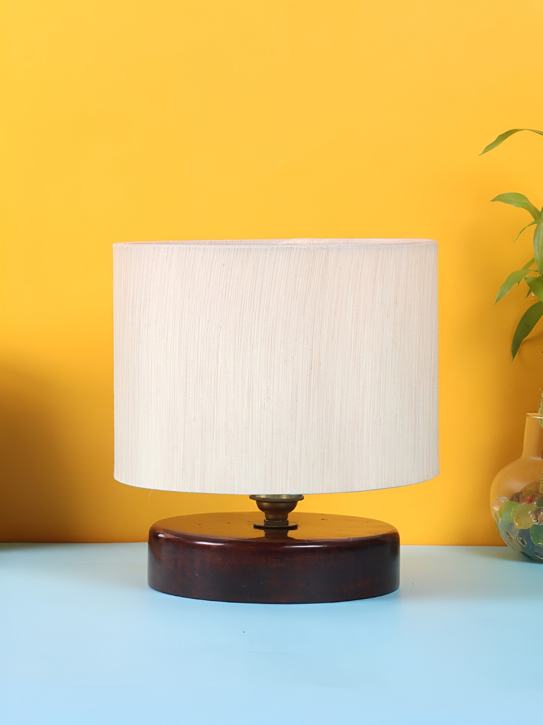 

Devansh Off White Wooden Traditional Cylindrical Shaped Table Lamp