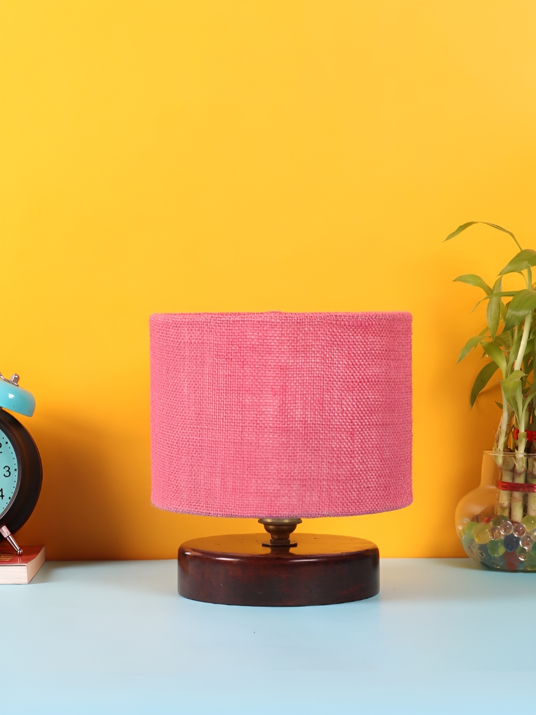 

Devansh Pink Wooden Cylindrical Shaped Table Lamp